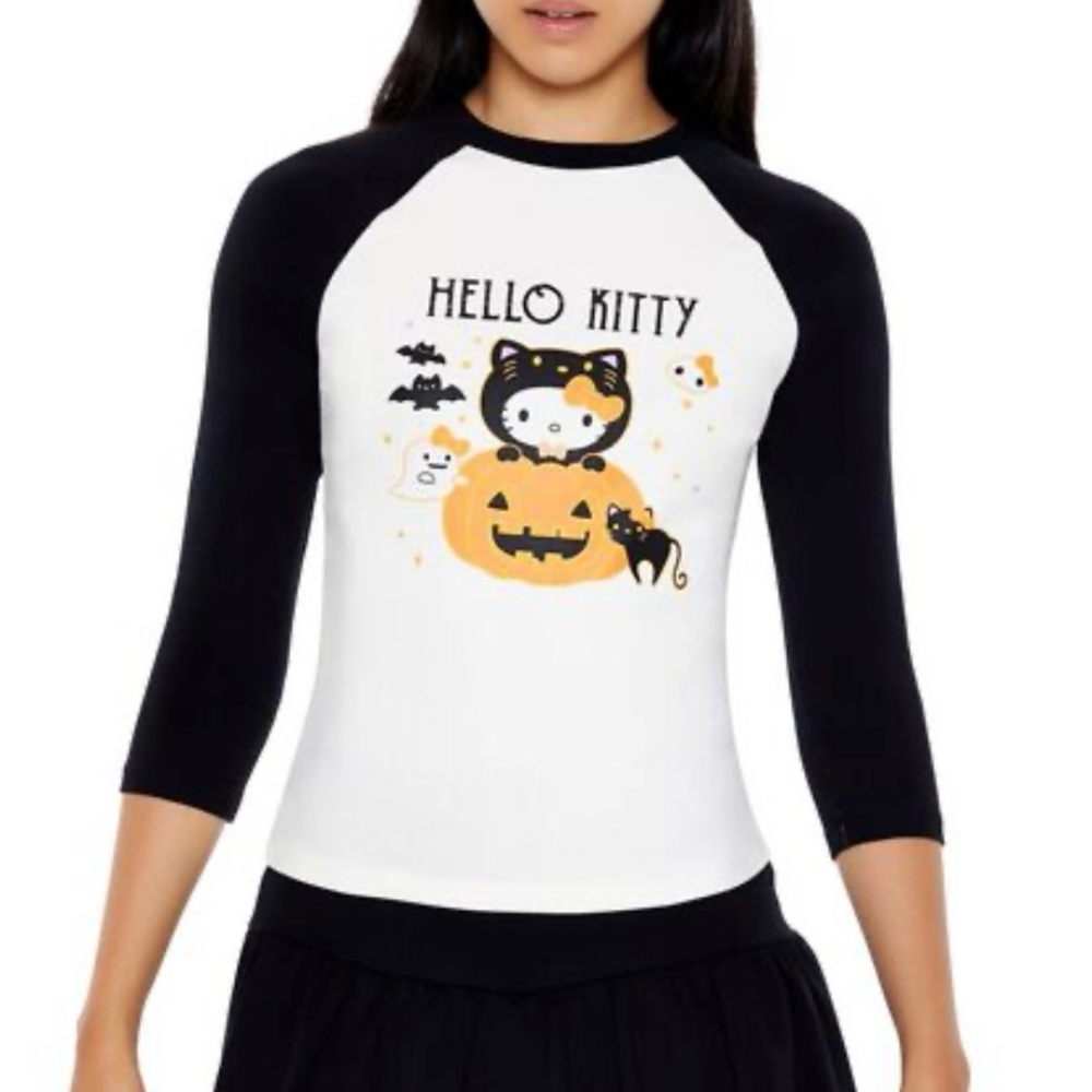 Forever21 Halloween Hello Kitty Raglan Tee